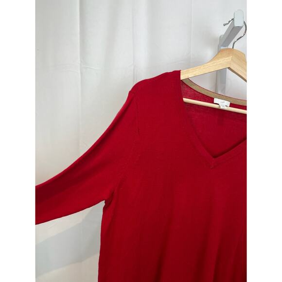 J. JILL Petite XL PXL Highland V-Neck Sweater Pullover Cotton Blend Red Size - Picture 4 of 6
